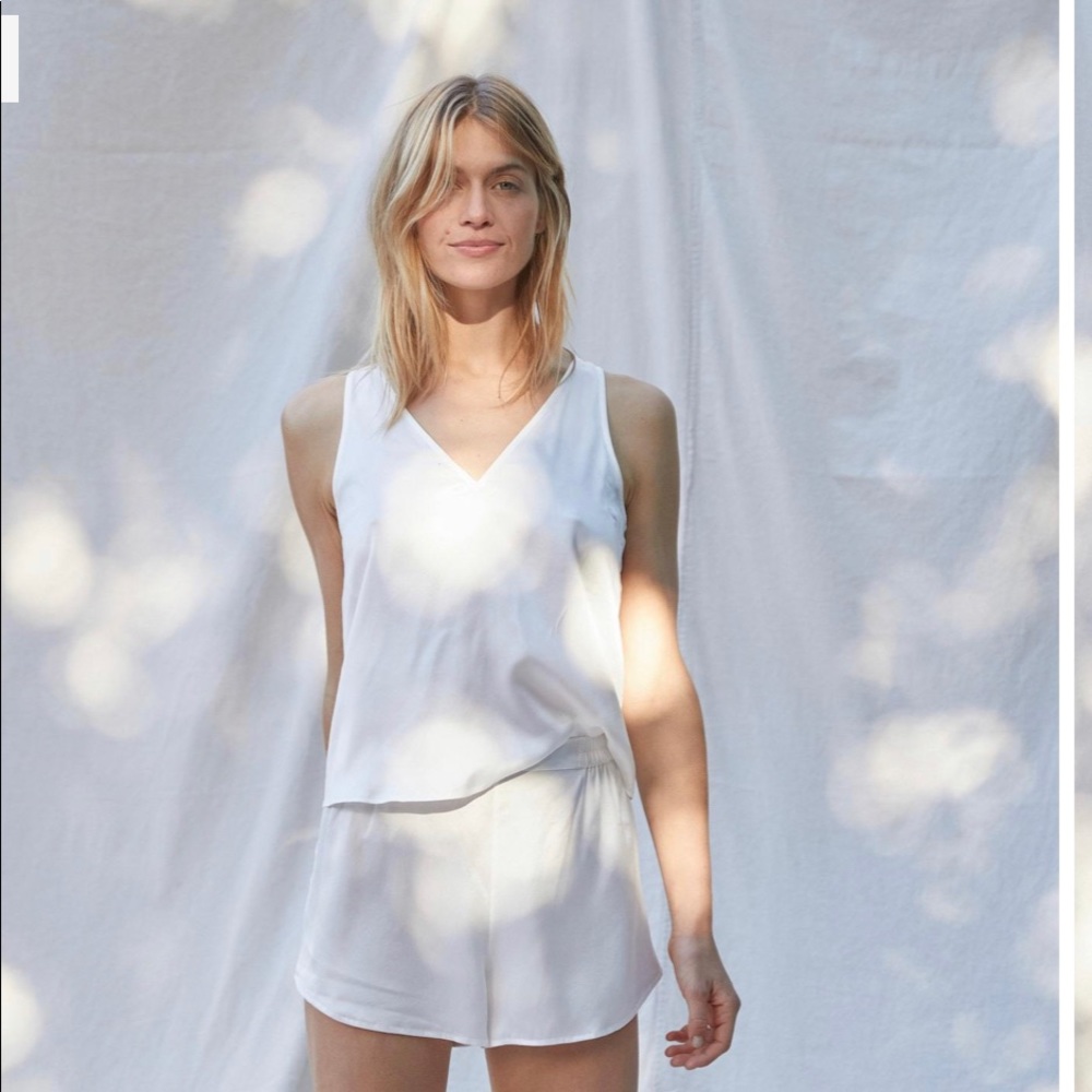 Lunya washable silk tank set in white